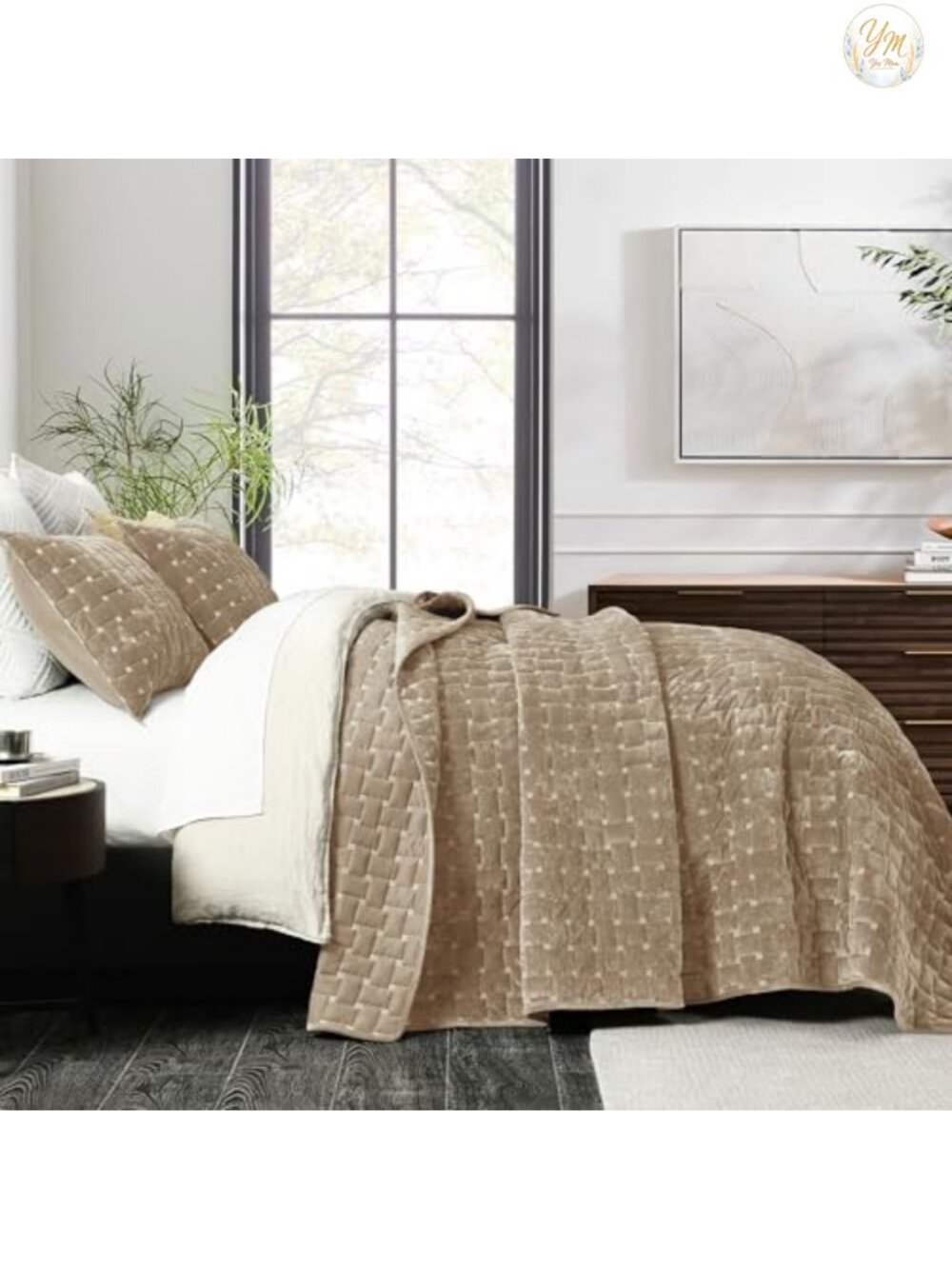 Velvet Queen Quilt Set Luxury Geometric Bedding 3-Piece